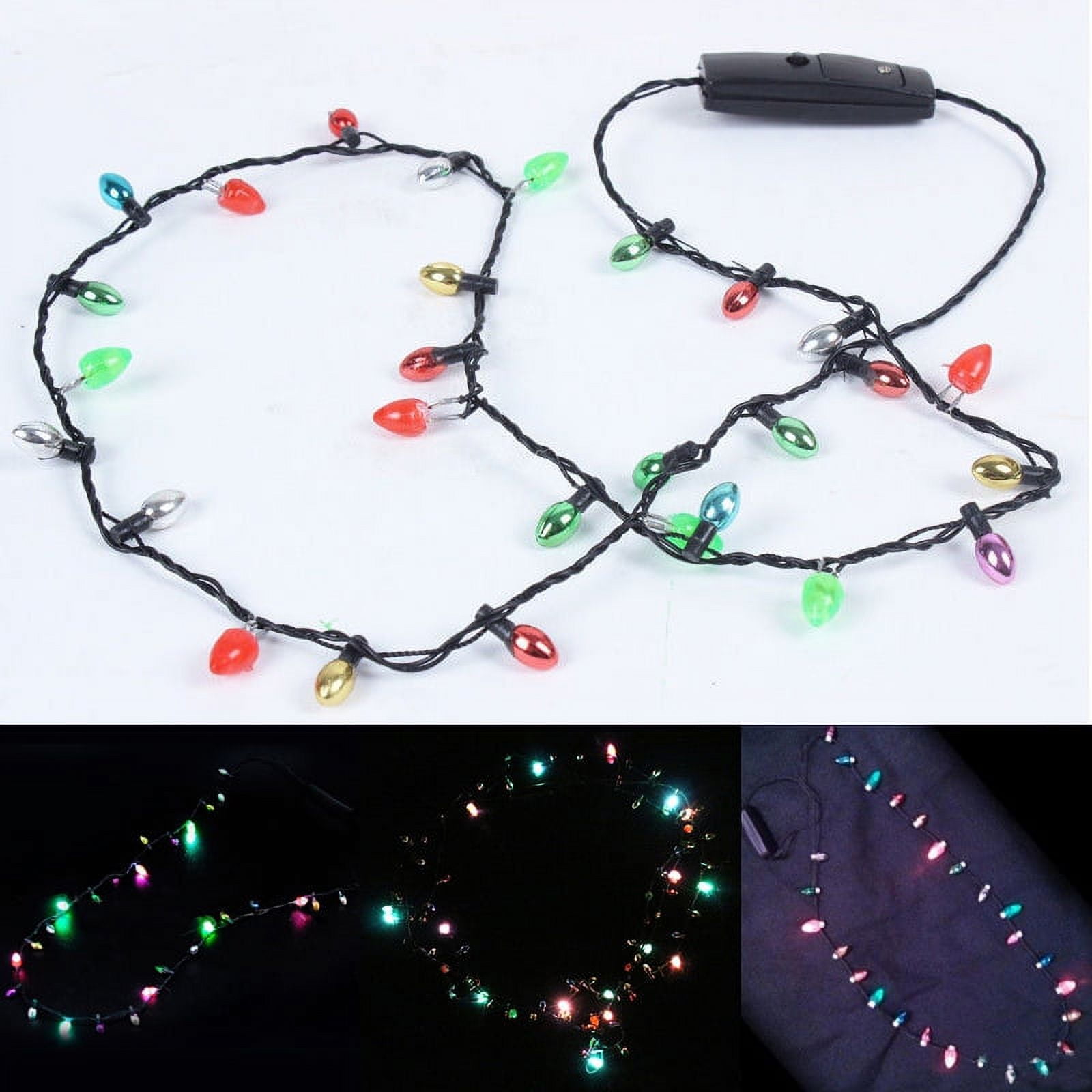 1 Pcs Mini Flashing Lightup Blinking Christmas Lights Costume Necklace