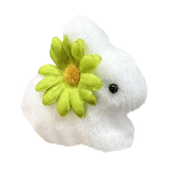 1 Pcs Mini Flocked Easter Bunny Decorations,Small Easter Flocked Bunny Figurines,Lightweight Bunny Sculpture with Flower,Bunny Statue,for Easter Table Decorations Centrepiece Decorations,(B,2.64 in)