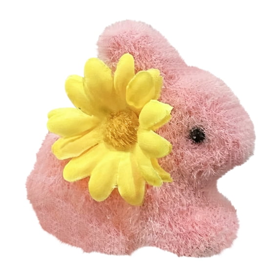 1 Pcs Mini Flocked Easter Bunny Decorations,Small Easter Flocked Bunny Figurines,Lightweight Bunny Sculpture with Flower,Bunny Statue,for Easter Table Decorations Centrepiece Decorations,(A,2.64 in)