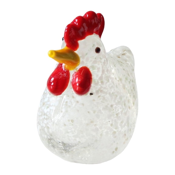 1 Pcs Mini Glass Rooster Figurine, Chicken Figurine Mini Glass Hand Blown Art Glass Rooster Statue Unique Animal Collectible Figurines for Home Decor Office Decoration