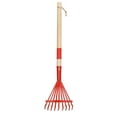thumbnail image 1 of 1 Pcs Mini Leaf Rake, Small Wooden Handle Leaf Rake with Metal Tines, Gardening & Lawn Care Hand Tools/Small Patio, Lawn & Garden Tool 28", 1 of 6