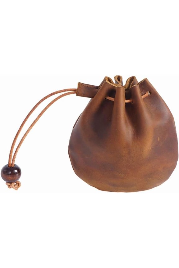 1 Pcs Mini Leather Drawstring Coin Purse Vintage Leather Coin Bag, Coin Organizer, Change Holder,Leather Drawstring Pouch for Men & Women