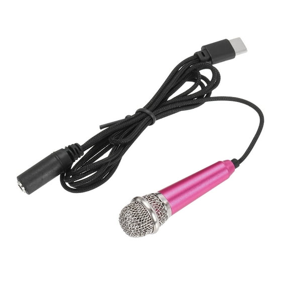1 Pcs Mini Microphone, Mini Mic Tiny Microphone Phone Type C Mic Small Microphone for Record Phone Voice, Hot Pink