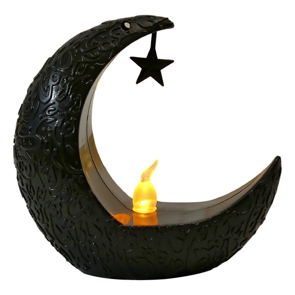 1 Pcs Mini Ramadan Moon Light, Ramadan Lanterns Decoration Festival Table Lamp Eid Mubarak Flameless Candle Lanterns Eid-ul-fitr Ramadan Moon Star Lamp for Home Tabletop Decor