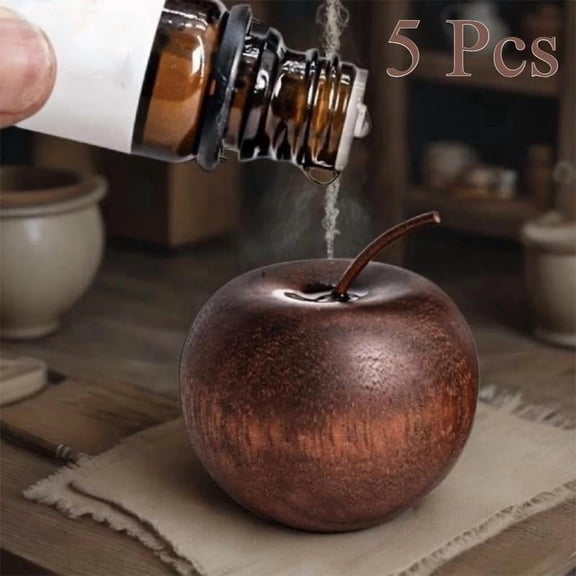 1 Pcs Mini Wooden Apple Shaped Essential Oil Diffuser Portable Aromatherapy Diffuser Decorations Farmhouse Rustic Air Freshener for Car Home Bedroom Office Desktop Sauna Yoga Spa Centers
