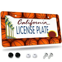 1 Pcs Stacked Basketballs License Plate Frame,License Plate Cover for Car Decorative Parts,Aluminum License Plate Bracket Holder Rust-Proofof for US Standard Car