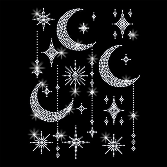 1 Pcs Moon Chain Iron on Rhinestones Transfer Bling Clothing Repair Applique Heat Transfer Decal Heat Transfer Patch for T-Shirt Clothing Pants Bags