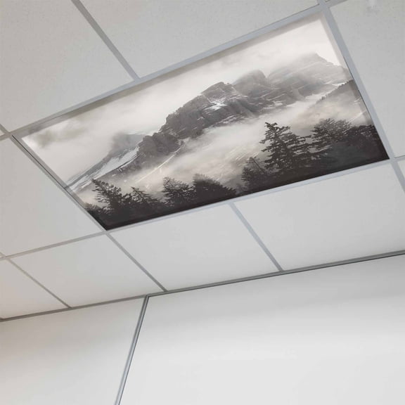 1 Pcs Mountains Forest Fluorescent Light Covers Nature Landscape Fog Cloud Magnetic Light Covers for Ceiling Lights 4 x 2 ft Drop Ceiling Lights Cover Shade for Office, Home, Hospital