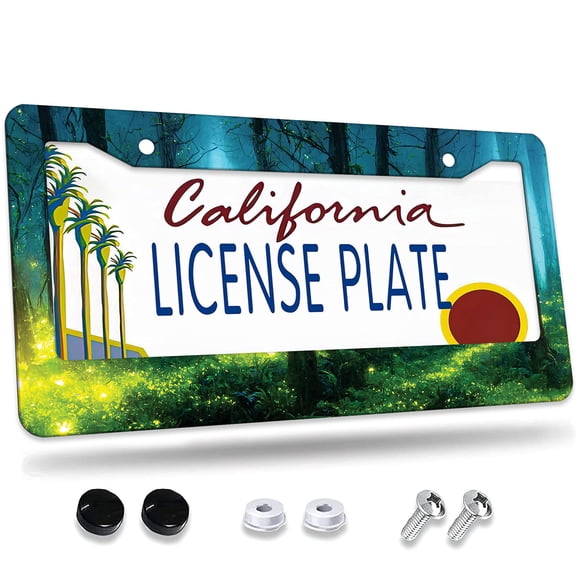 1 Pcs Mystical Glowing Forest License Plate Frame,License Plate Cover for Car Decorative Parts,Aluminum License Plate Bracket Holder Rust-Proof for US Standard Car