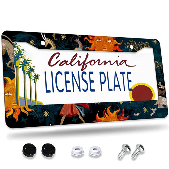 1 Pcs Mythical and Fantasy Elements License Plate Frame,License Plate Cover for Car Decorative Parts,Aluminum License Plate Bracket Holder Rust-Proof for US Standard Car