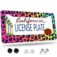 thumbnail image 1 of 1 Pcs Neon Leopard License Plate Frame, License Plate Cover for Car Decorative Parts, Aluminum License Plate Bracket Holder Rust-Proof Weather-Proof for US Standard Car, 1 of 9