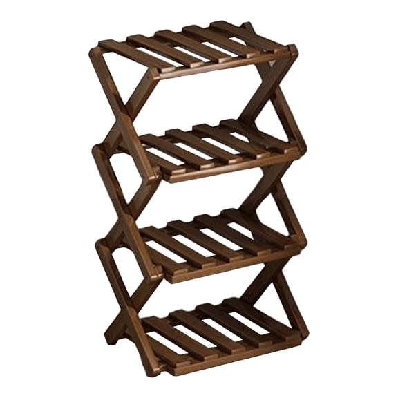 1 Pcs No-Assembly Wood Rack,Foldable Wood Corner Shoe Rack,Space-Saving Organizer for Shoes,Multi-Layered Wooden Shoe Rack,No Assembly Narrow Shoe Shelf for Entryway Closet,(4-Tier,10.24x21.26 in)