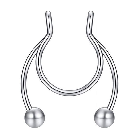 1 Pcs Nose Rings Hoop 18 Gauge Non Piercing Stainless Steel Clip On Septum Clicker Nose Hoop Ring Piercings Jewelry For Women Men
