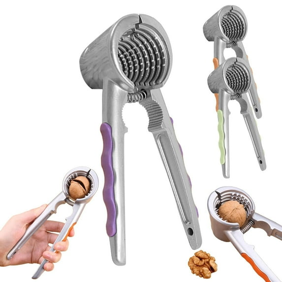 1 Pcs Nut Crackers Heavy Duty Walnut Cracker with Non-Slip Handle, Multi-Function Nut Opener, Nut Cracker Tool for Walnut Pliers Nutcracker Pecan Walnut Plier Clip (Purple)
