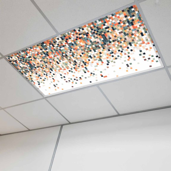 1 Pcs Orange Geometric Fluorescent Light Covers Abstract Plaid Colorful Grid Texture Magnetic Light Covers for Ceiling Lights 4 x 2 ft Drop Ceiling Lights Cover Shade for Office, Home, Hospital