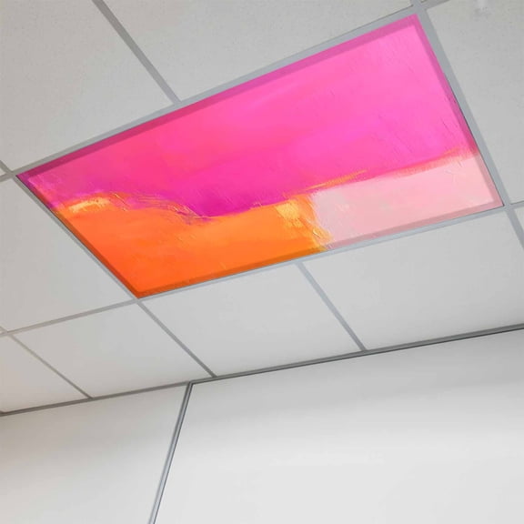 1 Pcs Orange Ponk Fluorescent Light Covers Gradient Splatter Foil Painting Grunge Art Magnetic Light Covers for Ceiling Lights 4 x 2 ft Drop Ceiling Lights Cover Shade for Office, Home, Hospital