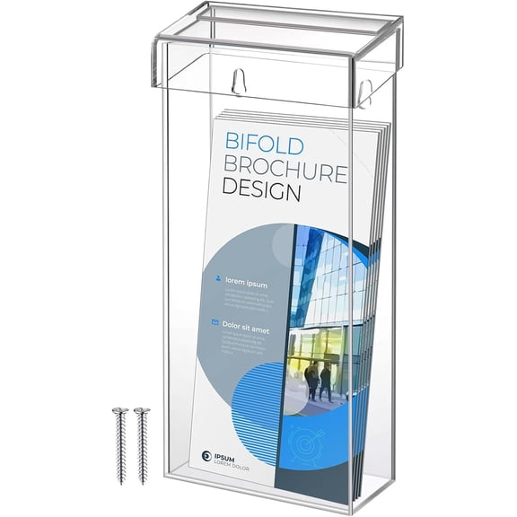 1 Pcs Outdoor Brochure Holder 4 x 9 Inch Waterproof Wall Mount Literature Box with Lid Clear Acrylic for Pamphlet Map Menu Display