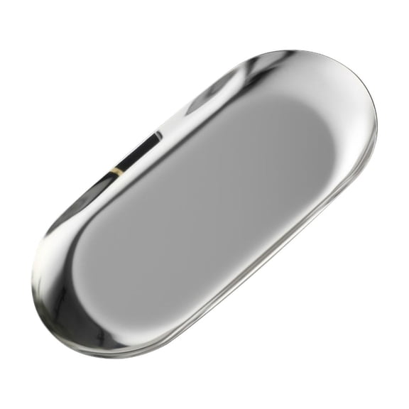 1 Pcs Oval Stainless Steel Small Serving Tray, Oval Towel Storage Dishes, Fruit Tea Jewelry Cosmetics Organizer Dishes, Bathroom Serving Platter for Candles Dessert