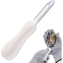 1 Pcs Oyster Shucker, Stainless Steel Oyster Knife with Non-Slip Poly Handle, Seafood Opener Seafood Tools for Oyster Clam Scallop In Shell, White
