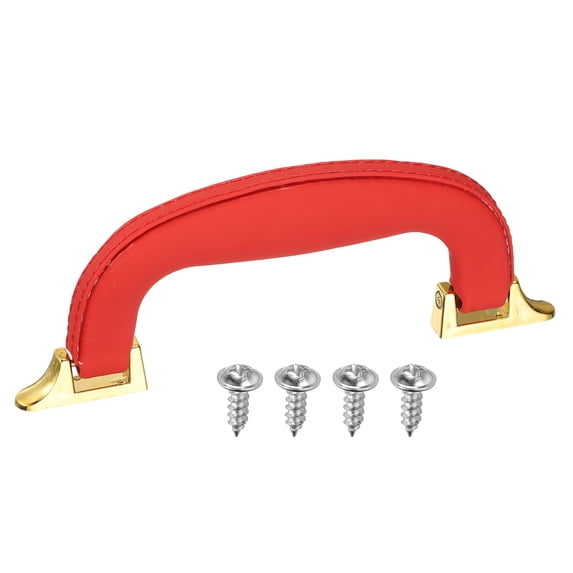 Uxcell Leather Luggage Handle, Replacement Strap Handle for Handbag Red, Gold 1 Count