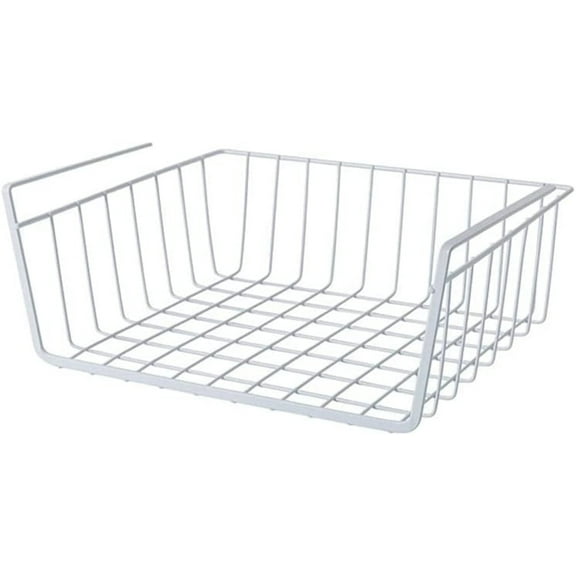 1 Pcs Pantry Shelves, Under Shelf Basket Metal Basket Organizer Under Cabinet Storage with Rustproof Coated for Kitchen Pantry Cabinet Shelves, White