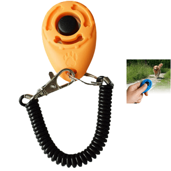 1 Pcs Pet Training Clicker with Coiled Wrist Strap, Dog Behavior Training Click Trainer Aid for Puppy Obedience Training