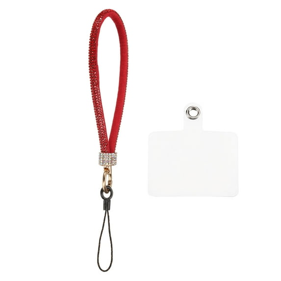 1 Pcs Phone Lanyard, Detachable Wrist Strap Glitters with Phone Patches for Phone Case, Red
