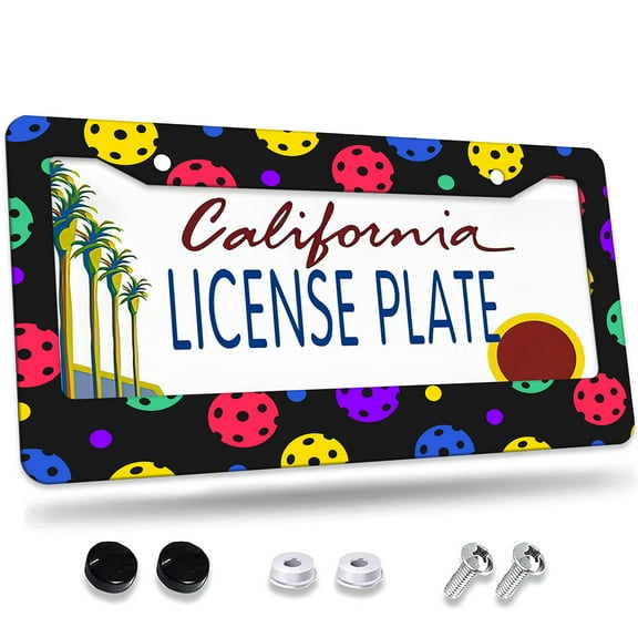 1 Pcs Pickleball Pattern Frame License Plate Frame,License Plate Cover for Car Decorative Parts,Aluminum License Plate Bracket Holder Rust-Proof for US Standard Car