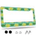 thumbnail image 1 of 1 Pcs Pineapple Pattern License Plate Frame, License Plate Cover for Car Decorative Parts, Aluminum License Plate Bracket Holder Rust-Proof for US Standard Car, 1 of 9