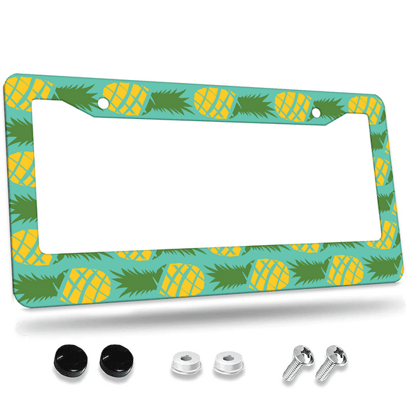 1 Pcs Pineapple Pattern License Plate Frame, License Plate Cover for Car Decorative Parts, Aluminum License Plate Bracket Holder Rust-Proof for US Standard Car