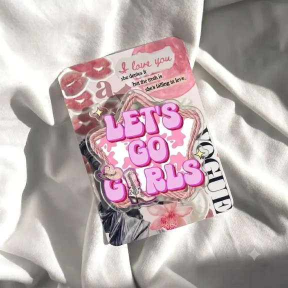 1 Pcs Pink Cowgirl Phone Holder Lets Go Girls Acrylic Phone Grip Cute Western Aesthetic Phone Grip Trendy Country Girl Phone Stand Nashville Trip Gift