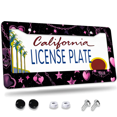 thumbnail image 1 of 1 Pcs Pink Gothic Pattern License Plate Frame, License Plate Cover for Car Decorative Parts, Aluminum License Plate Bracket Holder Rust-Proof Weather-Proof for US Standard Car, 1 of 9