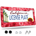 thumbnail image 1 of 1 Pcs Pink Roses License Plate Frame, License Plate Cover for Car Decorative Parts, Aluminum License Plate Bracket Holder Rust-Proof Weather-Proof for US Standard Car, 1 of 9