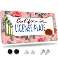 thumbnail image 1 of 1 Pcs Pink Roses Pattern License Plate Frame, License Plate Cover for Car Decorative Parts, Aluminum License Plate Bracket Holder Rust-Proof Weather-Proof for US Standard Car, 1 of 9