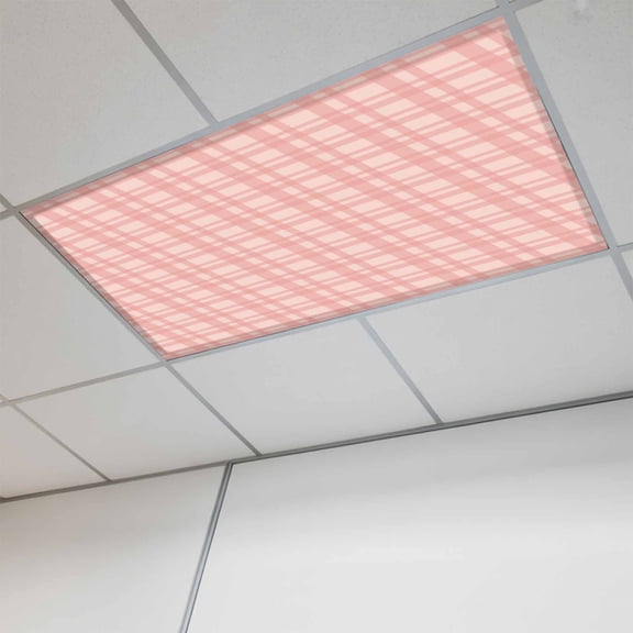 1 Pcs Pink Stripes Fluorescent Light Covers Modern Simple Light Pink Stripes Magnetic Light Covers for Ceiling Lights 4 x 2 ft Drop Ceiling Lights Cover Shade for Office, Home, Hospital