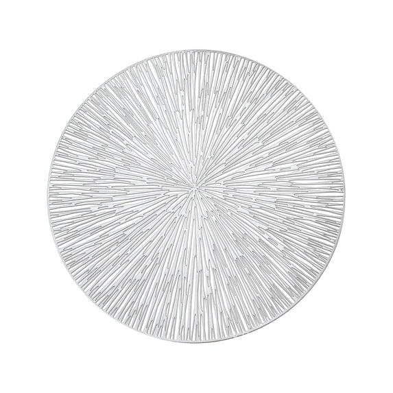 1 Pcs Placemats,Round Placemats,Washable Pvc Place Mats,14.96 Inch Round Hollow Placemats,Reusable Nonslip Dining Table Place Mats,Plastics Place Mats,for Wedding Party Kitchen Decor,Silver