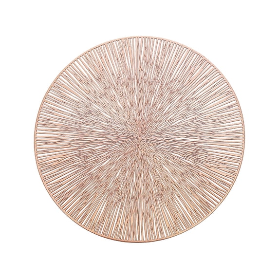1 Pcs Placemats,Round Placemats,Washable Pvc Place Mats,14.96 Inch Round Hollow Placemats,Reusable Nonslip Dining Table Place Mats,Plastics Place Mats,for Wedding Party Kitchen Decor,Rose Gold