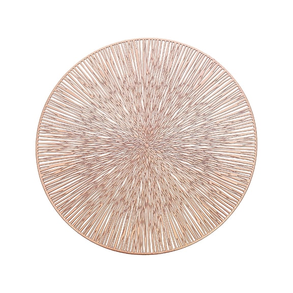 1 Pcs Placemats,Round Placemats,Washable Pvc Place Mats,14.96 Inch Round Hollow Placemats,Reusable Nonslip Dining Table Place Mats,Plastics Place Mats,for Wedding Party Kitchen Decor,Rose Gold