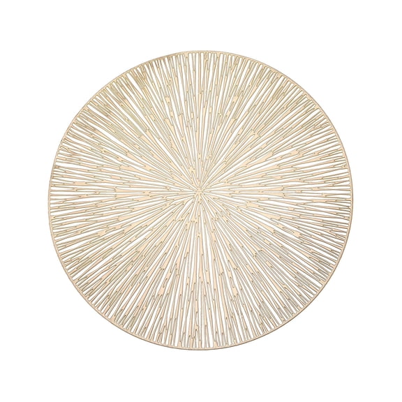 1 Pcs Placemats,Round Placemats,Washable Pvc Place Mats,14.96 Inch Round Hollow Placemats,Reusable Nonslip Dining Table Place Mats,Plastics Place Mats,for Wedding Party Kitchen Decor,Gold