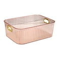 thumbnail image 1 of 1 Pcs Plastic Baskets With Handles,Plastic Storage Box,Small Organizer Basket Bins,Transparent Snacks Cosmetic Organizing Basket,Desktop Decorative Storage Basket,Home Open Storage Bins,Pink, 1 of 9