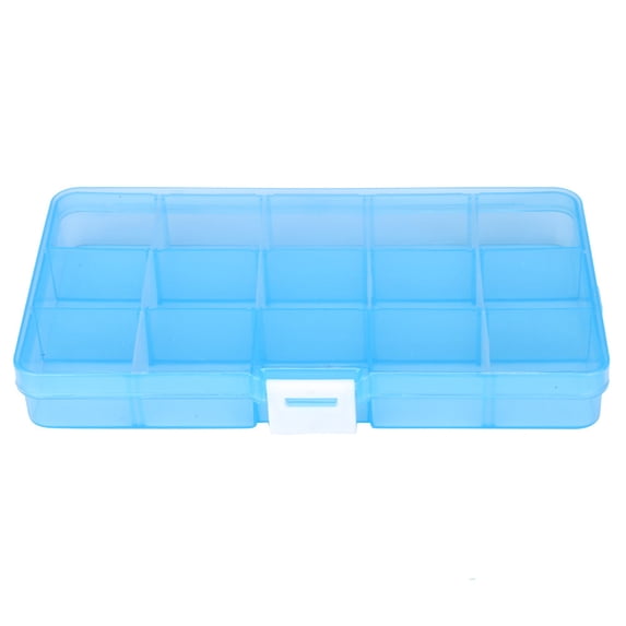 1 Pcs Plastic Containers with Adjustable Dividers,15 Grids Bead Organizer,Jewelry Storage Box Case,Craft Organizers and Storage,Transparent Organizers Box for Jewelry,(Blue,6.8x3.9x0.91 in)