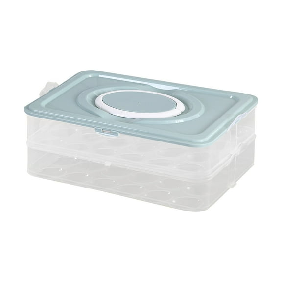 1 Pcs Plastic Egg Container,Deviled Egg Containers With Lid,Stackable Plastic Egg Holder,Deviled Egg Tray With Handle Lid,Devil Egg Holder For Refrigerator,Kitchen,Keep Fresh,(Blue,2 Layer(48 eggs))
