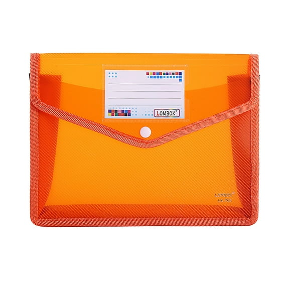 1 Pcs Plastic Expanding File Folders,Small A5 Size Transparent Envelopes with Snap Closure & Label Pocket,Expandable Envelopes File Bag,Documents Holder,No Dividers,for Home,Work,Office,Orange