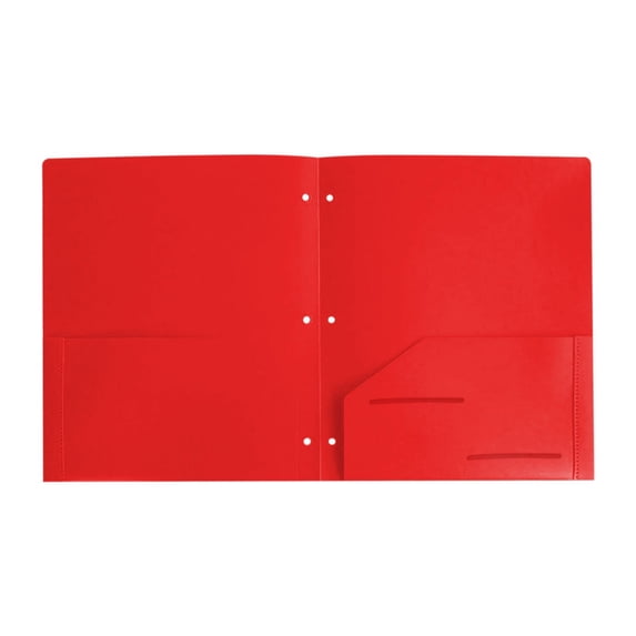 1 Pcs Plastic Folders with Pocket,3-Hole Punch 2-Pocket Folders for 3 Ring Binder,2-Pocket Folders with Holes,Fit Letter Size Paper,Binder Folders for Documents,Filing Cabinet,School Supplies,Z6_Red