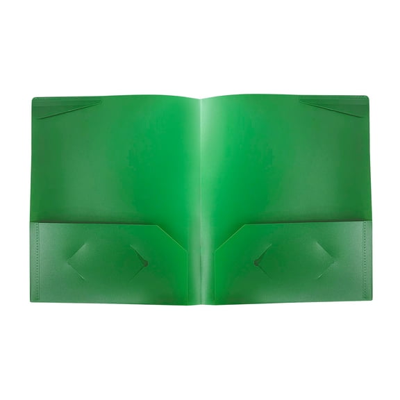 1 Pcs Plastic Folders with Pockets and Card Holder,Heavy-Duty Plastic Folders with 2 Pockets,Water-Proof File Folders,2-Pocket File Folders for Office Document Presentations Reports,(Green)