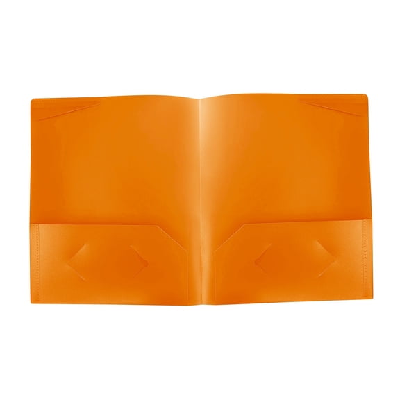 1 Pcs Plastic Folders with Pockets and Card Holder,Heavy-Duty Plastic Folders with 2 Pockets,Water-Proof File Folders,2-Pocket File Folders for Office Document Presentations Reports,(Orange)