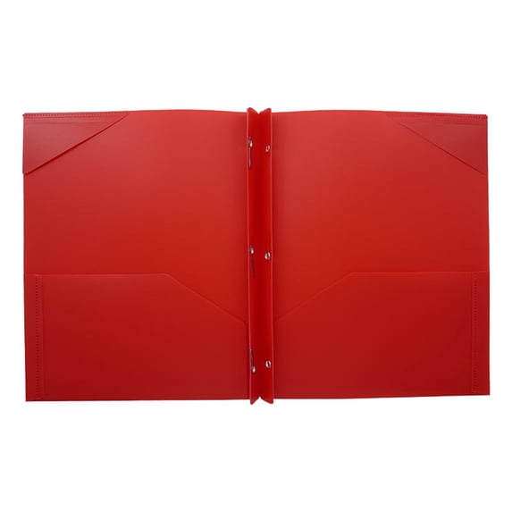 1 Pcs Plastic Folders with Pockets and Prongs, Assorted Colors, Pocket Folders, Two Pocket Folder, 3 Prong Folders with Pockets for School&Office(Red)