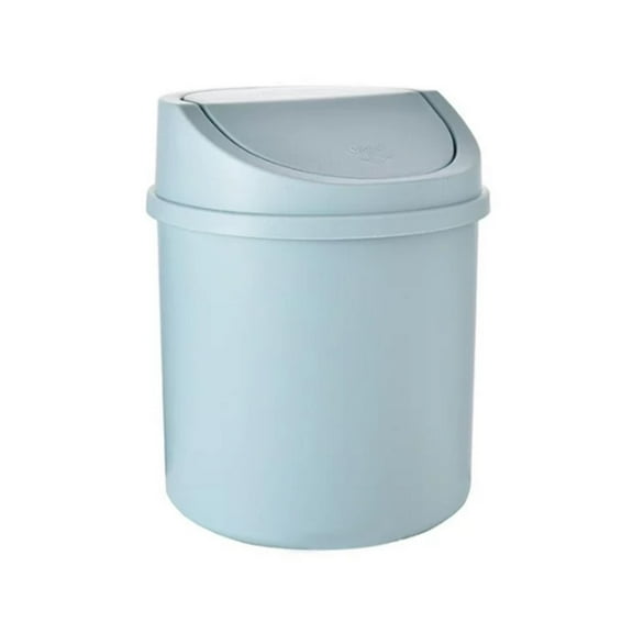 1 Pcs Plastic Mini Wastebasket Trash Can, Tiny Desktop Waste Garbage Bin with Swing Lid for Home, Office, Kitchen, Vanity Tabletop, Bedroom, Bathroom (Blue)