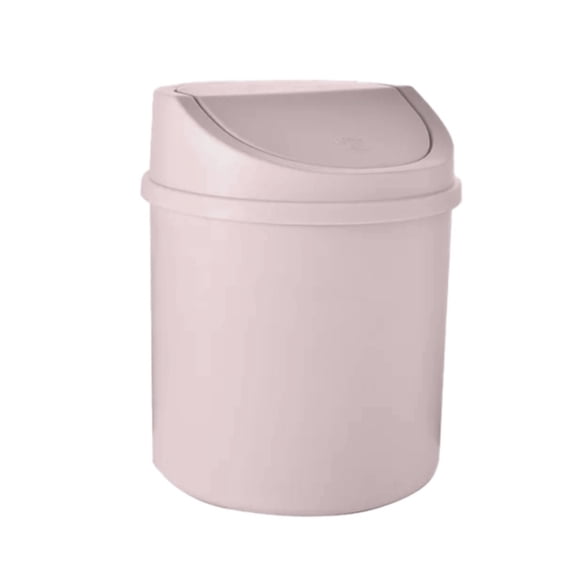 1 Pcs Plastic Mini Wastebasket Trash Can, Tiny Desktop Waste Garbage Bin with Swing Lid for Home, Office, Kitchen, Vanity Tabletop, Bedroom, Bathroom (Pink)