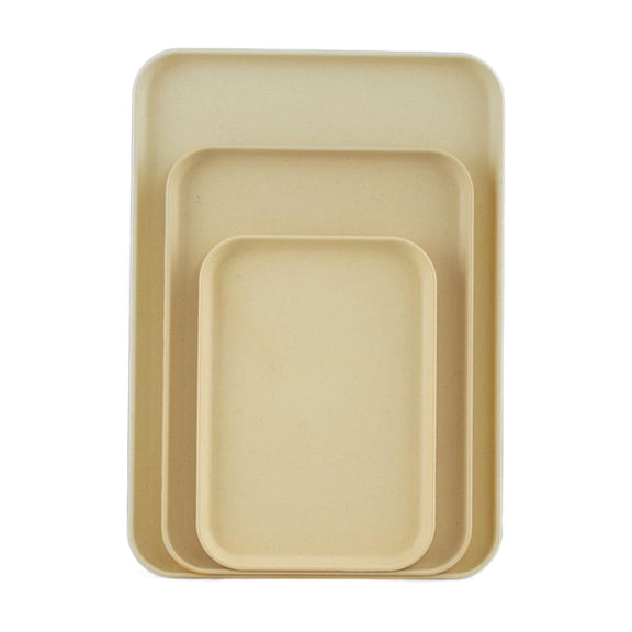 1 Pcs Plastic Serving Trays, Wheat Straw Tray, Heavy Duty Dessert Trays, Plastic Reusable Multi-Purpose Non-Slip Rectangle Serving Tray for Cafeteria Restaurant Home Kitchen